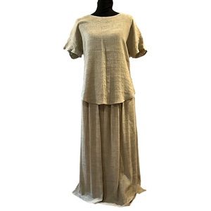 VINTAGE BARONESA BY BARBARA GREEN MAXI SKIRT SET TAN SIZE 8